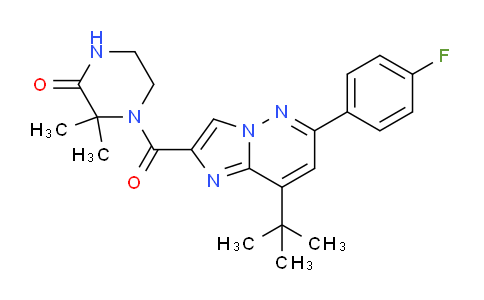 CAS No. 1690172-25-8, 4-(8-(tert-Butyl)-6-(4-fluorophenyl)imidazo[1,2- b]pyridazine-2-carbonyl)-3,3-dimethylpiperazin-2-one
