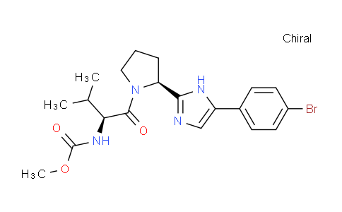 CAS No. 1228552-27-9, methyl N-[(2S)-1-[(2S)-2-[5-(4-bromophenyl)-1H-imidazol-2-yl]pyrrolidin-1-yl]-3-methyl-1-oxobutan-2-yl]carbamate