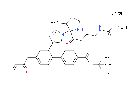 CAS No. 1256386-05-6, 1,1-dimethylethyl [2-(4'-{2-[(2S)-1-(2S)-3-methyl-2-({[(methyloxy)carbonyl]amino}butanoyl)-2-pyrrolidinyl]-1H-imidazol-4-yl}-4-biphenylyl)-2-oxoethyl]carbamate