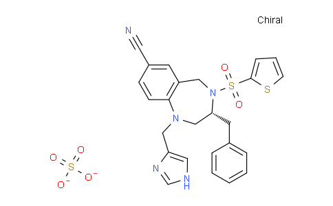CAS No. 286365-43-3, (R)-1-((1H-Imidazol-4-yl)methyl)-3-benzyl-4-(thiophen-2-ylsulfonyl)-2,3,4,5-tetrahydro-1H-benzo[e][1,4]diazepine-7-carbonitrile sulfate