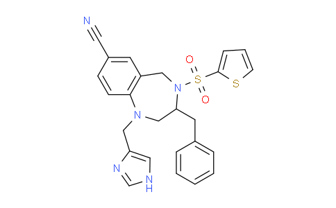 CAS No. 195987-41-8, 7-Cyano-2,3,4,5-tetrahydro-1-(1H-imidazol-4-ylmethyl)-3-(phenylmethyl)-4-(2-thienylsulfonyl)-1H-1,4-benzodiazepine