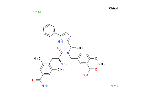 CAS No. 864825-13-8, 5-(((S)-2-amino-3-(4-carbamoyl-2,6-dimethylphenyl)-N-((S)-1-(5-phenyl-1H-imidazol-2-yl)ethyl)propanamido)methyl)-2-methoxybenzoic acid dihydrochloride