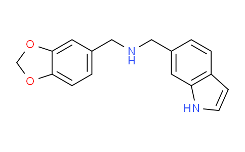 CAS No. 1017791-11-5, N-((1H-Indol-6-yl)methyl)-1-(benzo[d][1,3]dioxol-5-yl)methanamine
