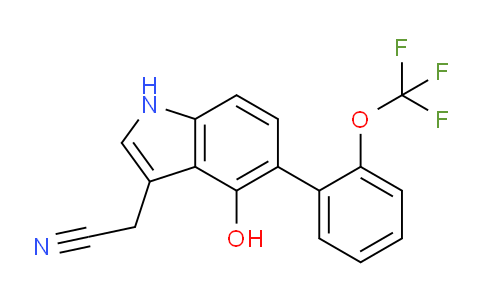 CAS No. 1261593-53-6, 4-Hydroxy-5-(2-(trifluoromethoxy)phenyl)indole-3-acetonitrile