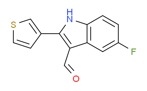 CAS No. 1323192-63-7, 5-Fluoro-2-(thiophen-3-yl)-1H-indole-3-carbaldehyde
