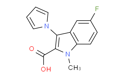 CAS No. 1244855-42-2, 5-Fluoro-1-methyl-3-(1H-pyrrol-1-yl)-1H-indole-2-carboxylic acid