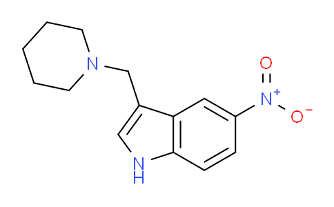 CAS No. 3414-69-5, 5-nitro-3-(piperidin-1-ylmethyl)-1H-indole