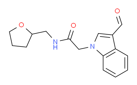 CAS No. 333750-65-5, 2-(3-Formyl-1H-indol-1-yl)-N-((tetrahydrofuran-2-yl)methyl)acetamide