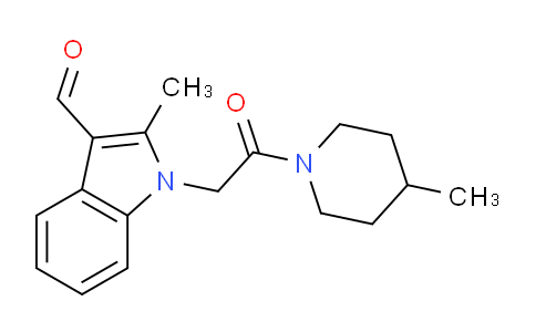 CAS No. 433955-84-1, 2-Methyl-1-(2-(4-methylpiperidin-1-yl)-2-oxoethyl)-1H-indole-3-carbaldehyde