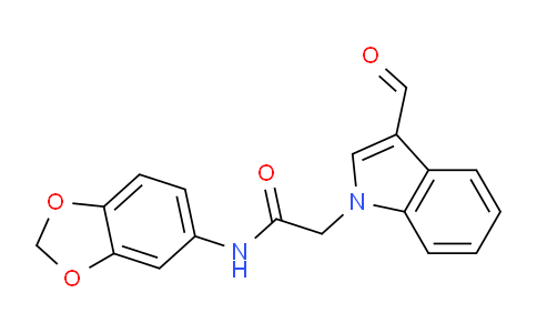 CAS No. 294889-52-4, N-(Benzo[d][1,3]dioxol-5-yl)-2-(3-formyl-1H-indol-1-yl)acetamide
