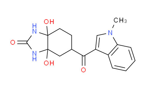 CAS No. 171967-74-1, 3A,7a-dihydroxy-5-(1-methyl-1H-indole-3-carbonyl)hexahydro-1H-benzo[d]imidazol-2(3H)-one