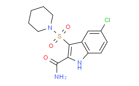 CAS No. 661467-87-4, 5-Chloro-3-(piperidin-1-ylsulfonyl)-1H-indole-2-carboxamide