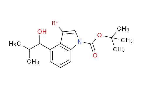 CAS No. 1779123-09-9, tert-Butyl 3-bromo-4-(1-hydroxy-2-methylpropyl)-1H-indole-1-carboxylate