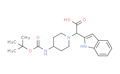 CAS No. 885275-43-4, 2-(4-((tert-Butoxycarbonyl)amino)piperidin-1-yl)-2-(1H-indol-2-yl)acetic acid
