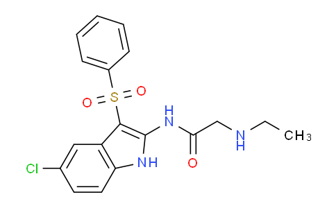 CAS No. 918493-45-5, N-(5-Chloro-3-(phenylsulfonyl)-1H-indol-2-yl)-2-(ethylamino)acetamide