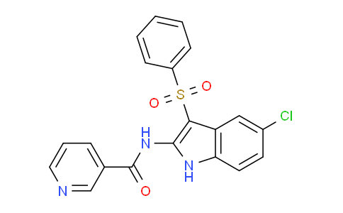 CAS No. 918493-37-5, N-(5-Chloro-3-(phenylsulfonyl)-1H-indol-2-yl)nicotinamide