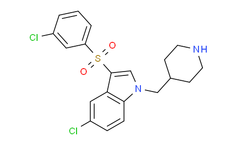 CAS No. 651334-84-8, 5-Chloro-3-((3-chlorophenyl)sulfonyl)-1-(piperidin-4-ylmethyl)-1H-indole
