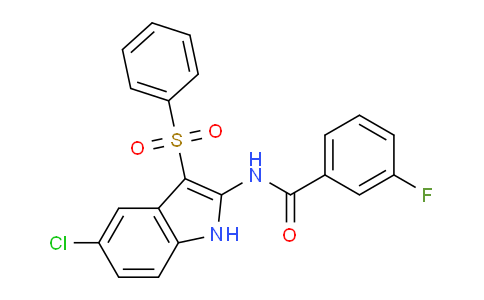 CAS No. 918493-49-9, N-(5-Chloro-3-(phenylsulfonyl)-1H-indol-2-yl)-3-fluorobenzamide