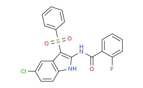 CAS No. 918493-43-3, N-(5-Chloro-3-(phenylsulfonyl)-1H-indol-2-yl)-2-fluorobenzamide