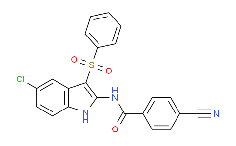 CAS No. 918493-46-6, N-(5-Chloro-3-(phenylsulfonyl)-1H-indol-2-yl)-4-cyanobenzamide