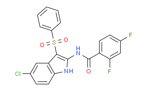 CAS No. 918493-42-2, N-(5-Chloro-3-(phenylsulfonyl)-1H-indol-2-yl)-2,4-difluorobenzamide