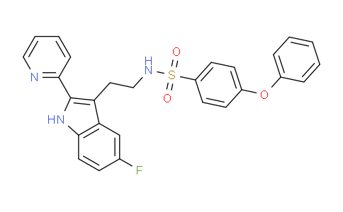 CAS No. 1253527-96-6, N-{2-[5-Fluoro-2-(pyridin-2-yl)-1H-indol-3-yl]ethyl}-4-phenoxybenzene-1-sulfonamide