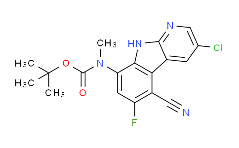 CAS No. 2245358-51-2, tert-Butyl (3-chloro-5-cyano-6-fluoro-9H-pyrido[2,3-b]indol-8-yl)(methyl)carbamate
