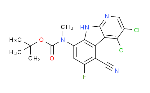 CAS No. 2245358-55-6, tert-Butyl (3,4-dichloro-5-cyano-6-fluoro-9H-pyrido[2,3-b]indol-8-yl)(methyl)carbamate