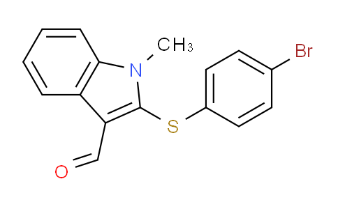 CAS No. 338416-15-2, 2-((4-Bromophenyl)thio)-1-methyl-1H-indole-3-carbaldehyde