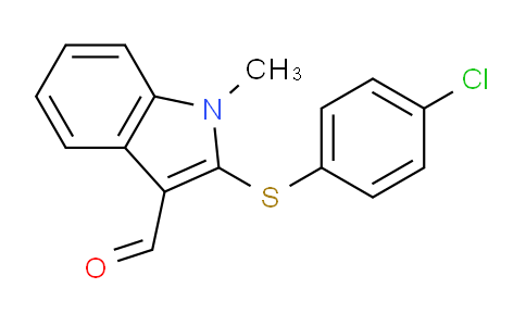CAS No. 338416-17-4, 2-((4-Chlorophenyl)thio)-1-methyl-1H-indole-3-carbaldehyde