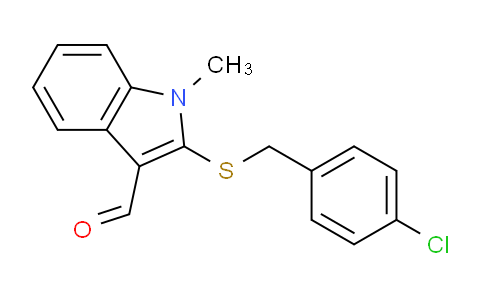 CAS No. 338416-58-3, 2-((4-Chlorobenzyl)thio)-1-methyl-1H-indole-3-carbaldehyde