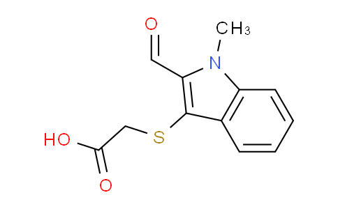 CAS No. 885123-03-5, 2-((2-Formyl-1-methyl-1H-indol-3-yl)thio)acetic acid