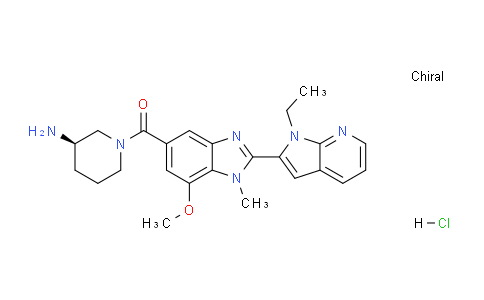 CAS No. 1549811-53-1, (R)-(3-Aminopiperidin-1-yl)(2-(1-ethyl-1H-pyrrolo[2,3-b]pyridin-2-yl)-7-methoxy-1-methyl-1H-benzo[d]imidazol-5-yl)methanone hydrochloride