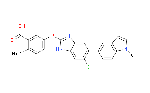 CAS No. 1219739-36-2, 5-[[6-Chloro-5-(1-methylindol-5-yl)-1H-benzimidazol-2- yl]oxy]-2-methyl-benzoic acid