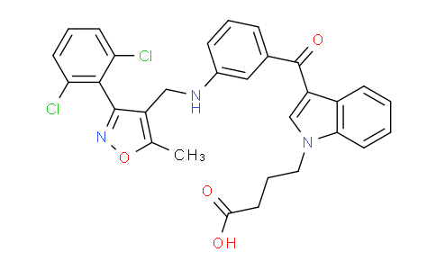 CAS No. 2446154-84-1, 4-[3-(3-{[3-(2,6-Dichloro-phenyl)-5-methyl-isoxazol-4- ylmethyl]-amino}-benzoyl)-indol-1-yl]-butyric acid
