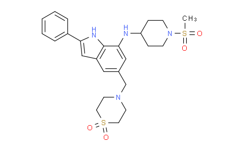 CAS No. 1120333-38-1, 4-((7-((1-(Methylsulfonyl)piperidin-4-yl)amino)-2-phenyl- 1H-indol-5-yl)methyl)thiomorpholine 1,1-dioxide