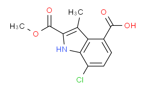 CAS No. 691362-87-5, 7-chloro-2-(methoxycarbonyl)-3-methyl-1H-indole-4-carboxylic acid
