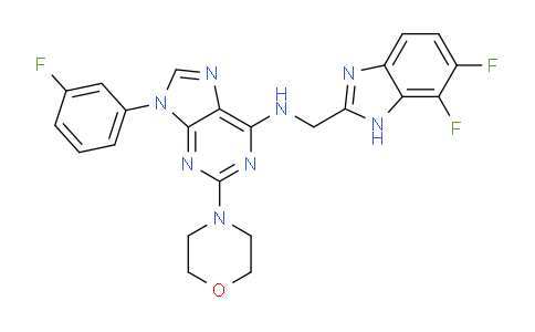 CAS No. 1454585-06-8, (6,7-Difluoro-1H-benzoimidazol-2-ylmethyl)-[9-(3-fluoro-phenyl)-2-morpholin-4-yl-9H-purin-6-yl]-amine