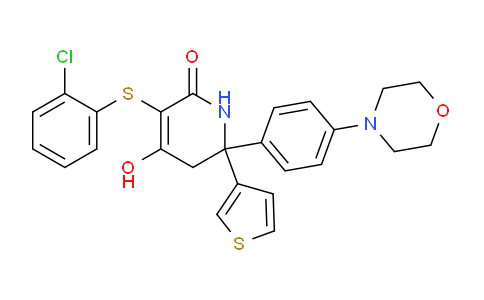 CAS No. 1809794-70-4, 3-((2-Chlorophenyl)thio)-4-hydroxy-6-(4-morpholinophenyl)-6-(thiophen-3-yl)-5,6-dihydropyridin-2(1H)-one