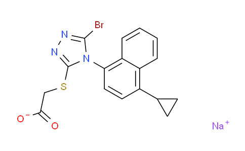 CAS No. 1151516-14-1, sodium 2-((5-bromo-4-(4-cyclopropylnaphthalen-1-yl)-4H-1,2,4-triazol-3-yl)thio)acetate