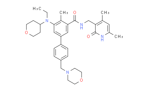 CAS No. 1403254-99-8, N-((4,6-Dimethyl-2-oxo-1,2-dihydropyridin-3-yl)methyl)-5-(ethyl(tetrahydro-2H-pyran-4-yl)amino)-4-methyl-4'-(morpholinomethyl)-[1,1'-biphenyl]-3-carboxamide