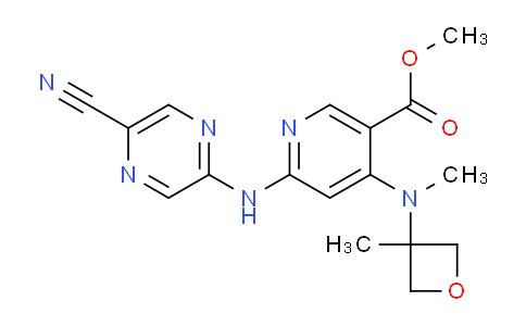CAS No. 1137476-04-0, Methyl 6-((5-cyanopyrazin-2-yl)amino)-4-(methyl(3-methyloxetan-3-yl)amino)nicotinate