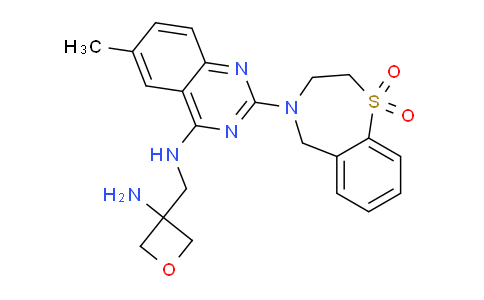 DY732725 | 1422500-60-4 | 4-(4-(((3-Aminooxetan-3-yl)methyl)amino)-6-methylquinazolin-2-yl)-2,3,4,5-tetrahydrobenzo[f][1,4]thiazepine 1,1-dioxide
