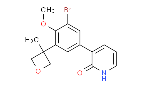 CAS No. 1467669-22-2, 3-(3-Bromo-4-methoxy-5-(3-methyloxetan-3-yl)phenyl)pyridin-2(1H)-one