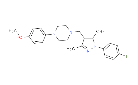 CAS No. 1245469-27-5, 1-((1-(4-fluorophenyl)-3,5-dimethyl-1H-pyrazol-4-yl)methyl)-4-(4-methoxyphenyl)piperazine