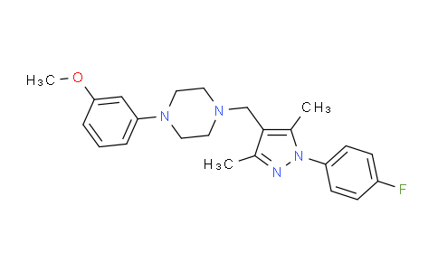 CAS No. 1245469-28-6, 1-((1-(4-fluorophenyl)-3,5-dimethyl-1H-pyrazol-4-yl)methyl)-4-(3-methoxyphenyl)piperazine