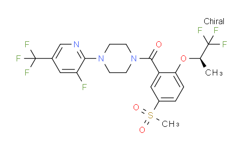 CAS No. 845614-12-2, (R)-(4-(3-fluoro-5-(trifluoromethyl)pyridin-2-yl)piperazin-1-yl)(5-(methylsulfonyl)-2-((1,1,1-trifluoropropan-2-yl)oxy)phenyl)methanone