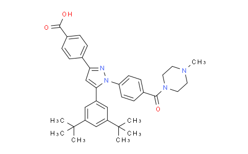 CAS No. 1433497-19-8, 4-(5-(3,5-Di-tert-butylphenyl)-1-(4-(4-methylpiperazine-1-carbonyl)phenyl)-1H-pyrazol-3-yl)benzoic acid