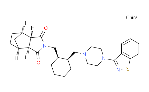 CAS No. 1318074-20-2, (3aR,4R,7S,7aS)-2-((cis-2-((4-(Benzo[d]isothiazol-3-yl)piperazin-1-yl)methyl)cyclohexyl)methyl)hexahydro-1H-4,7-methanoisoindole-1,3(2H)-dione