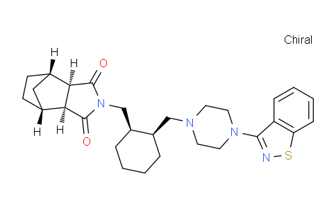 CAS No. 194861-82-0, (3aR,4S,7R,7aS)-2-((cis-2-((4-(Benzo[d]isothiazol-3-yl)piperazin-1-yl)methyl)cyclohexyl)methyl)hexahydro-1H-4,7-methanoisoindole-1,3(2H)-dione